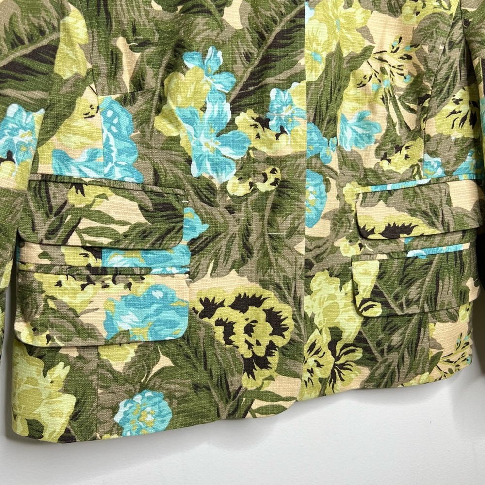 Ann Taylor LOFT Floral Botanical Print Blazer Jacket Size 12 Vibrant Tropical - Picture 2 of 13